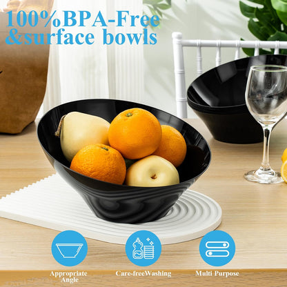 BESTVIP 54oz Clear Plastic Serving Bowls for Party - 12 Pack Angled Disposable Serving Bowls, Party for Chips, Snacks, Fruit, Salad - Bowls for Parties, Daily Use, Catering, Christmas