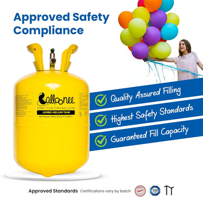 13L Helium Tank for Balloons at Home, Disposable, Portable, Fills Upto 50 9-Inch Latex Balloons, Great for Parties, Birthdays, Weddings, Special Occasions, 50 Assorted Latex Balloons Ribbon Included