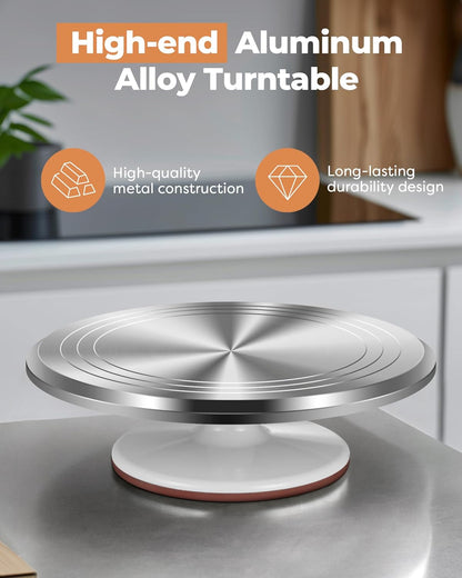 Kootek Aluminium Alloy Revolving Cake Stand 12 Inch Rotating Cake Turntable for Cake, Cupcake Decorating Supplies for Mother's Day