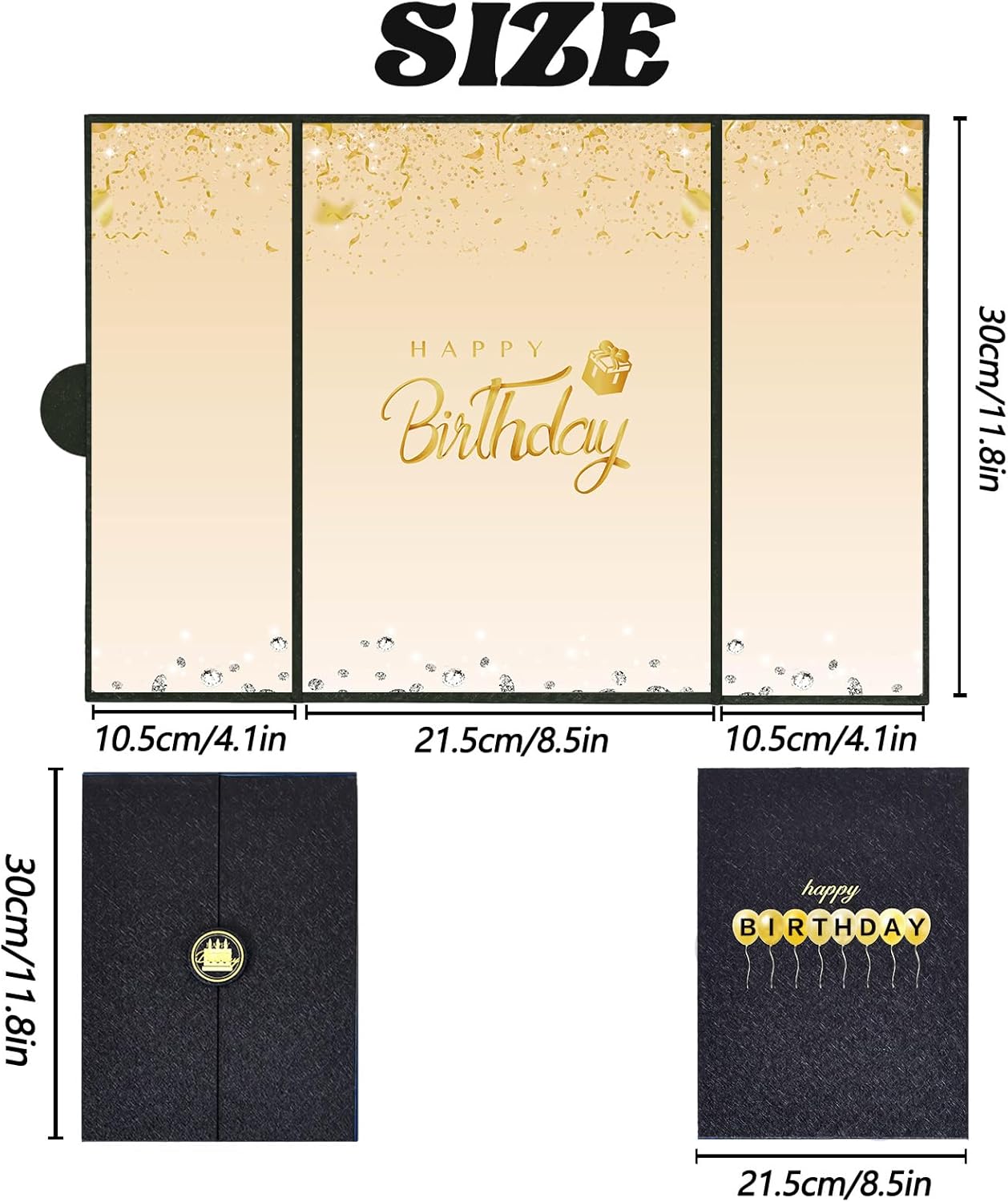 Crenics Black and White Birthday Decorations Women Men, Creative Birthday Guest Signature Book Alternative 18" x 12", Great Party Gifts for Girls or Boys