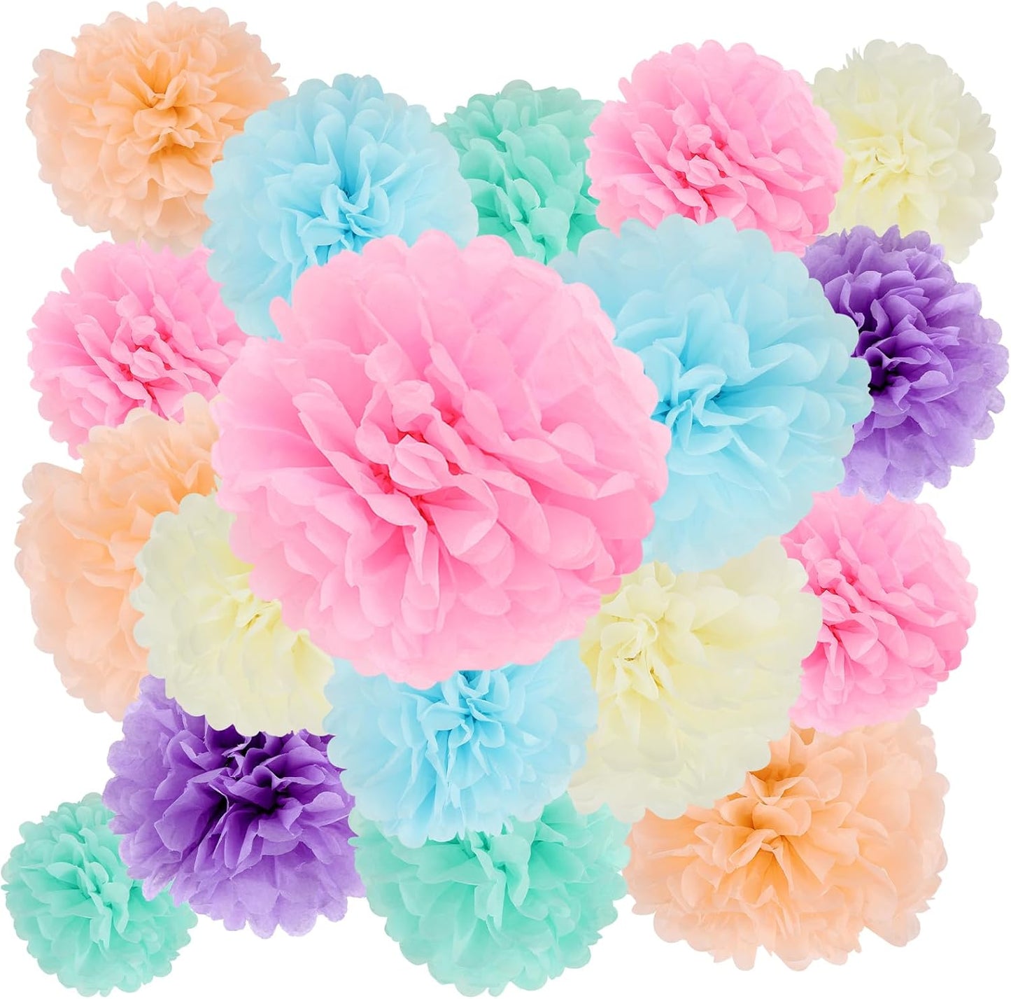 BestoFun 16 PCS Sage Green Party Decorations Tissue Paper Flowers Christmas Party Decors Hanging Pom Poms Decorations for Xmas New Year Winter Holiday Decorations