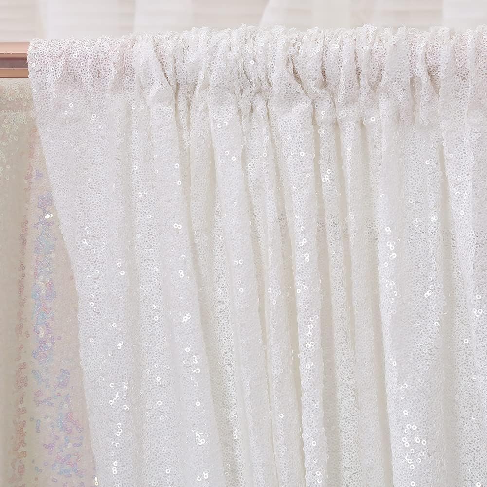 Poise3EHome Black Sequin Backdrop Curtains, 2 Panels 2FTx8FT Glitter Photo Booth Backdrop for Halloween Birthday Bachelorette Wednesday Twilight Party Decorations