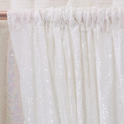 Poise3EHome Black Sequin Backdrop Curtains, 2 Panels 2FTx8FT Glitter Photo Booth Backdrop for Halloween Birthday Bachelorette Wednesday Twilight Party Decorations
