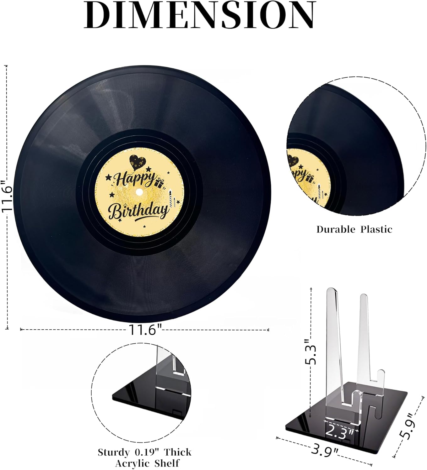 REEGII Vinyl Record Style Birthday Guest Book for Birthday Decorations - Large 11.6"x11.6" Sign-In Poster with 12 Pens | Unique Keepsake Gift for Birthday Party Decor (Happy Birthday, Golden, 11.6"L x 11.6"W)