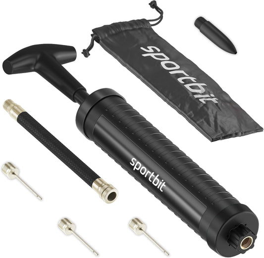 SPORTBIT Ball Pump for Sports Balls - Push & Pull Inflating System - Hand Pump for All Exercise Balls - Volleyball Pump, Basketball Inflator, Football & Soccer Ball Air Pump