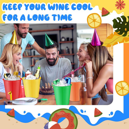 Layhit 24 Pcs Plastic Ice Buckets for Parties 3 Liters Wine Bucket Portable Ice Holder Disposable Wine Cooler for Party Wedding Party Beverages Champagne Soda and Beer (Gold)
