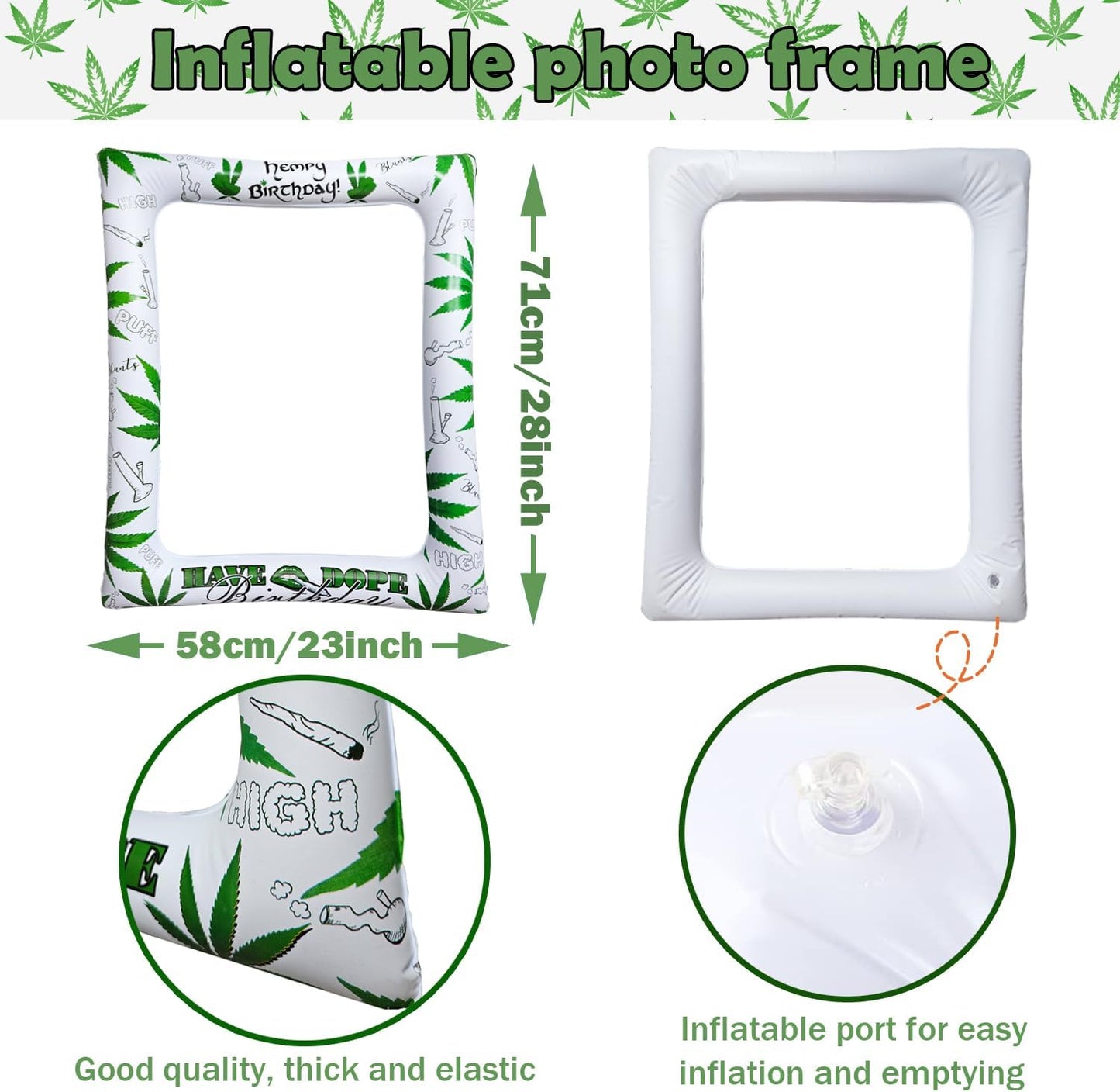 Weed Theme Birthday Party Inflatable Photo Booth Selfie Frame Giant Pot Leaves Cannabis Marijuana Blow Up Picture Frame Weed Party Decors for Adults Have a Dope 420 Birthday Party Supplies