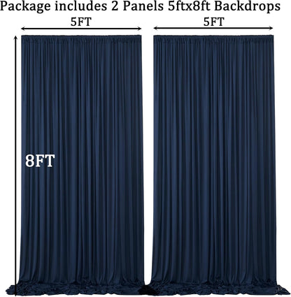 10ftx10ft Black Backdrop Curtains for Weddings Parties, Wrinkle Free 2 Panels Silky Polyester Photo Backdrop Drapes Back Drop Cloth Drapery for Birthday Mother'sDay Photography Background