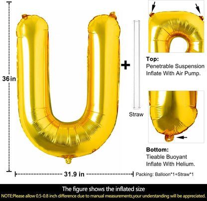 Lovoir 40 Inch Large Gold Letter A Balloons Big Size Jumbo Mylar Foil Helium Balloon for Birthday Party Celebration Decorations Alphabet Gold A