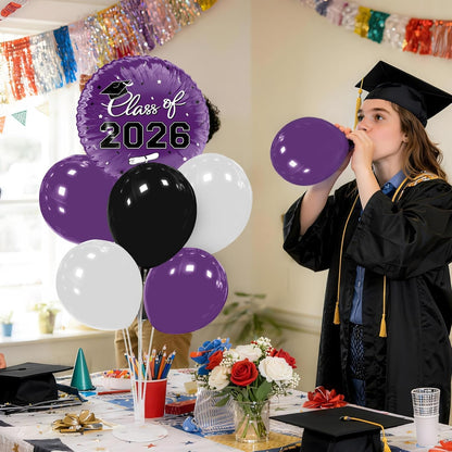 Graduation Decorations - 4 Set Balloon Stands, Class of 2026 Congrats Grad Table Centerpieces for Graduation Party Supplies(Gold& Black)