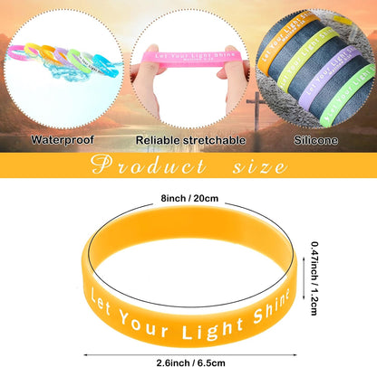 100 Pcs Glow in The Dark Christian Party Favors Silicone Bracelets Cross Necklace Bulk Bible Wristbands Luminous Pendant for Religious Gift