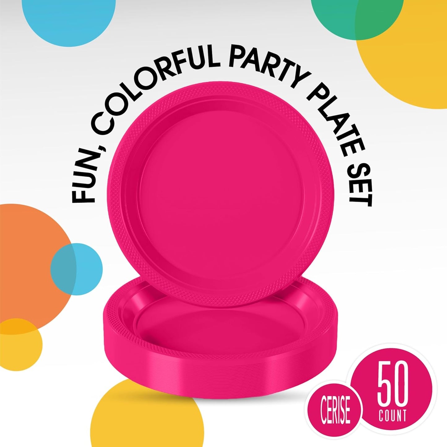 Exquisite Party Solids Red Plastic Plates For Party Supplies 10" Red Disposable Plates Heavy Duty 50 Pcs Plastic Dinnerware Sets Heavy Duty 350 GSM Disposable Dinnerware Set