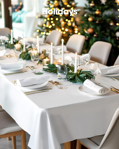 Pureegg Plastic Table Cloth 10 Pack, 54 x 108 Inch Disposable Table Cloths for Party, Picnic and Wedding, Rectangle, White - Colors B