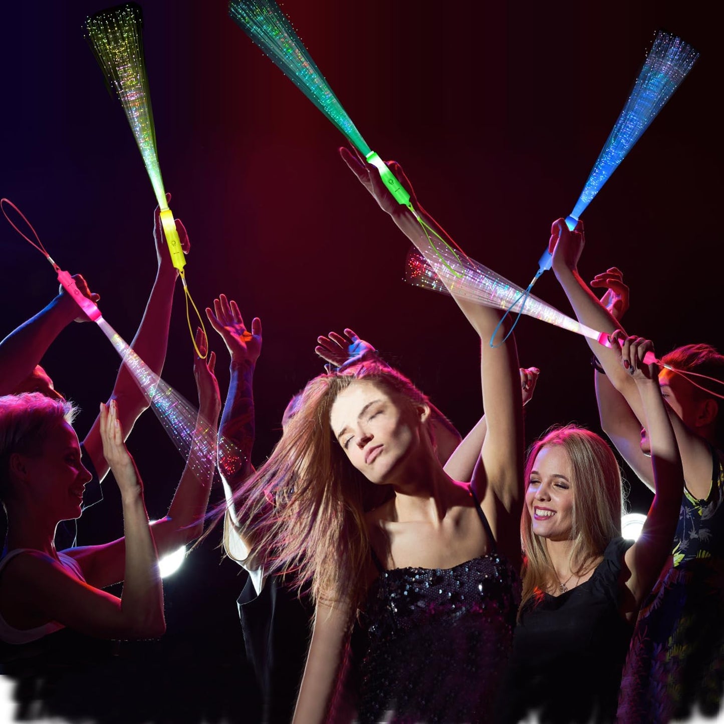 36 Pack Yellow Fiber Optic Glow Stick Wands Bulk with 3 Flashing Models for Valentine's Day St Patrick's Day Easter 4th of July Halloween Party Favors Bachelorette Concerts Clubs