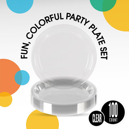 Party Solids Black Plastic Plates For Party 10" Black Disposable Plates For Party Supplies 100 Pcs Plastic Dinnerware Sets Heavy Duty 350 GSM Disposable Dinnerware Set