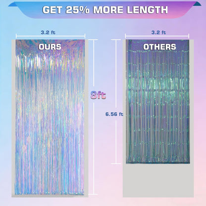 Melsan 2 Pack 3.2 ft x 8.2 ft Tinsel Foil Fringe Curtains Backdrop, Sparkle Metallic Foil Curtains for Party Photo Booth Props Decoration, Pinkish Purple