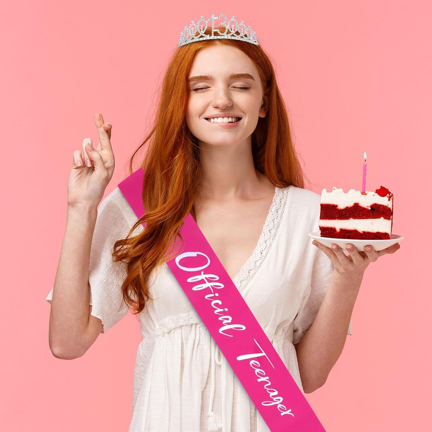 CAVETEE Silver Birthday Crown for Girls Birthday Decorations Birthday Gifts for Women and Girls