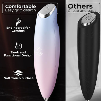 Zulay Kitchen Powerful Milk Frother Wand With Duracell Batteries - Ultra Fast Handheld Drink Mixer - Electric Whisk Foam Maker for Coffee, Lattes, Cappuccino & Matcha - Z1 Motor - Black - Colors B