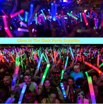 Glow Foam Sticks Bulk, 24 Pcs Red Giant LED Light Up Sticks 3 Modes Flashing Glowing Baton Wands Party Supplies for Wedding, Raves,Concert,Birthday,Christmas, Halloween,Sporting Events