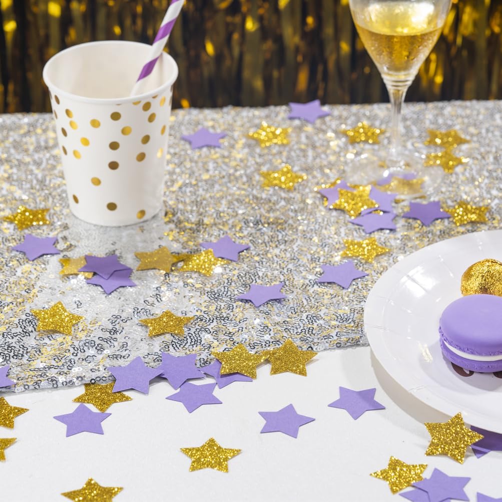 MOWO Glitter Five Stars Confetti Wedding Party Decor and Table Decor, 1.2’’ in Diameter (Glitter Gold,200pc)
