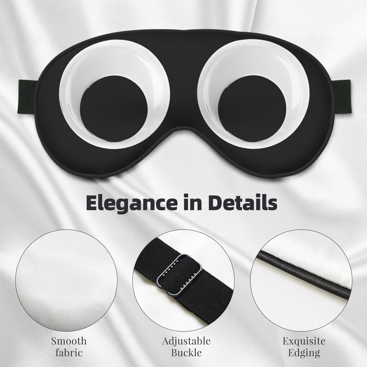 Cute Cartoon Eyes Sleep Mask Adjustable Strap Sleeping Eye Mask Light Blocking Blindfold Eye Sleep Shade Cover Bedtime Blackout Eyeshade for Yoga Nap Travel Shift Party