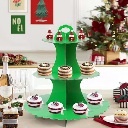 Soleebee 3-Tier Cupcake Stand, Cardboard Cupcake Tower, Dessert Cup Cake Stand Tower for Birthday Wedding Party Decoration, Cupcake Tier Stand 1 Set (Black)