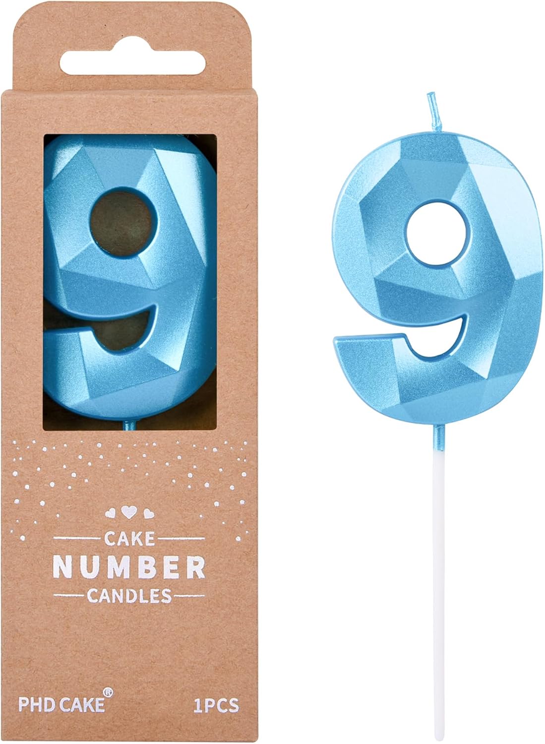 PHD CAKE 2.76 Inch Crystal Black 9 Number Birthday Candles, Black Number Candles, Cake Number Candles, Party Celebration