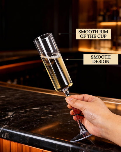 Ciaell 36 Pack Plastic Champagne Flutes - 6 Oz Disposable Champagne Glasses - Square Clear Plastic Toasting Glasses for Party Birthday Anniversary Wedding
