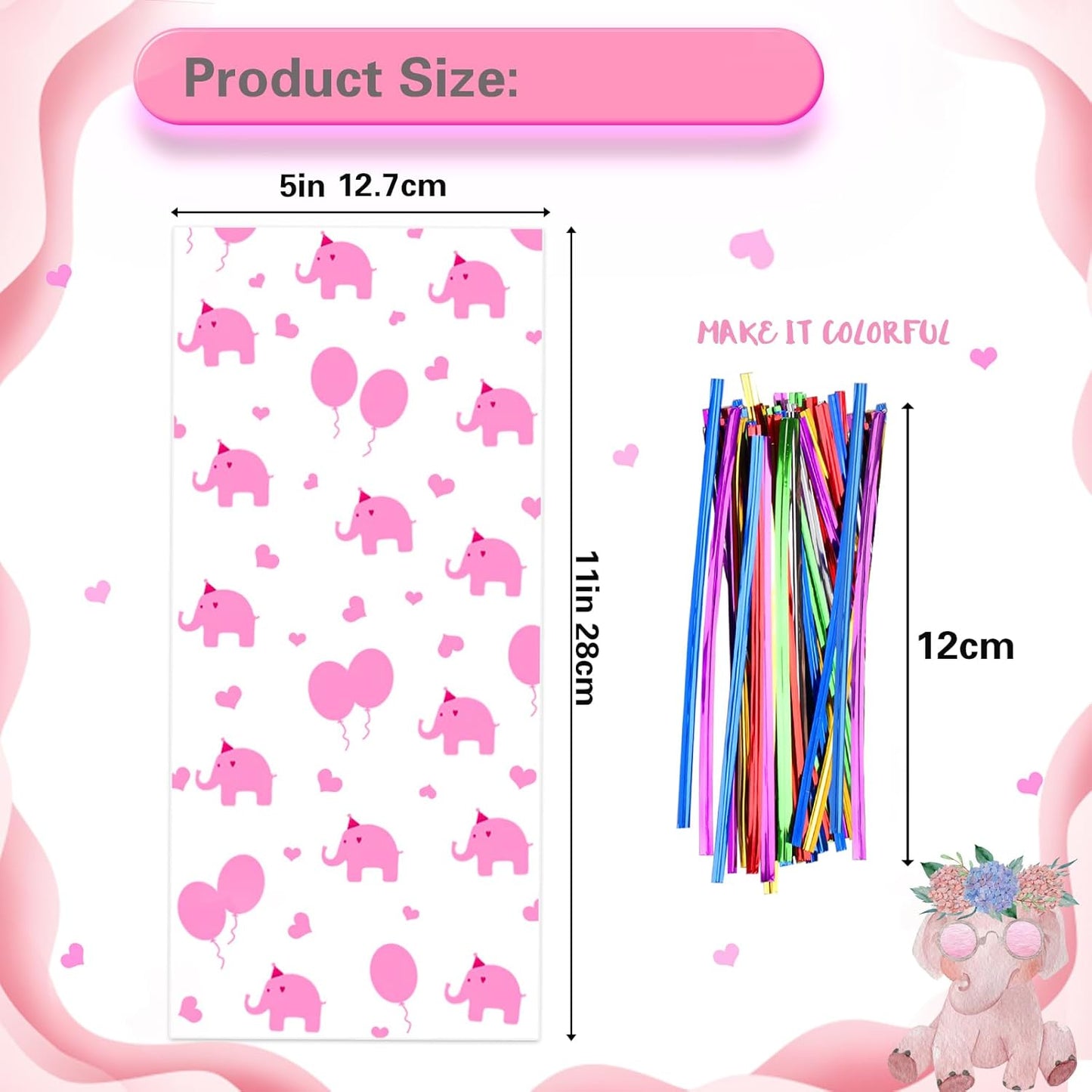 100 Pcs Star Printed 5"X 7" Gift Wrap Cello Cellophane Treat Bags Party Favor bags Clear Candy Cookie Bag Plastic Poly Goodie Storage Bag with Twist Ties for Bakery,Birthday, Wedding ,Party Decorations (Gold)
