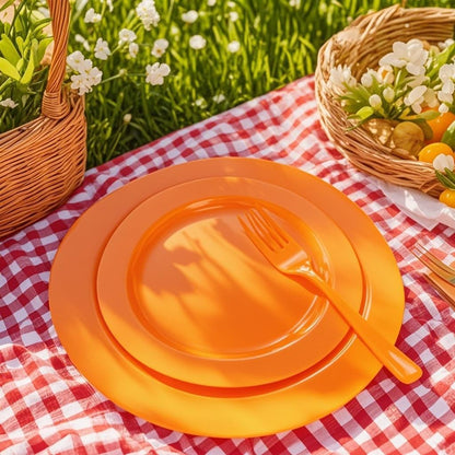 FLOWERCAT 60PCS White Plastic Plates - Heavy Duty White Disposable Plates for Mother's Day/Birthday Party/Wedding -serve for 30 guests Include 30PCS 10.25" & 30PCS 7.5" Plates for Party