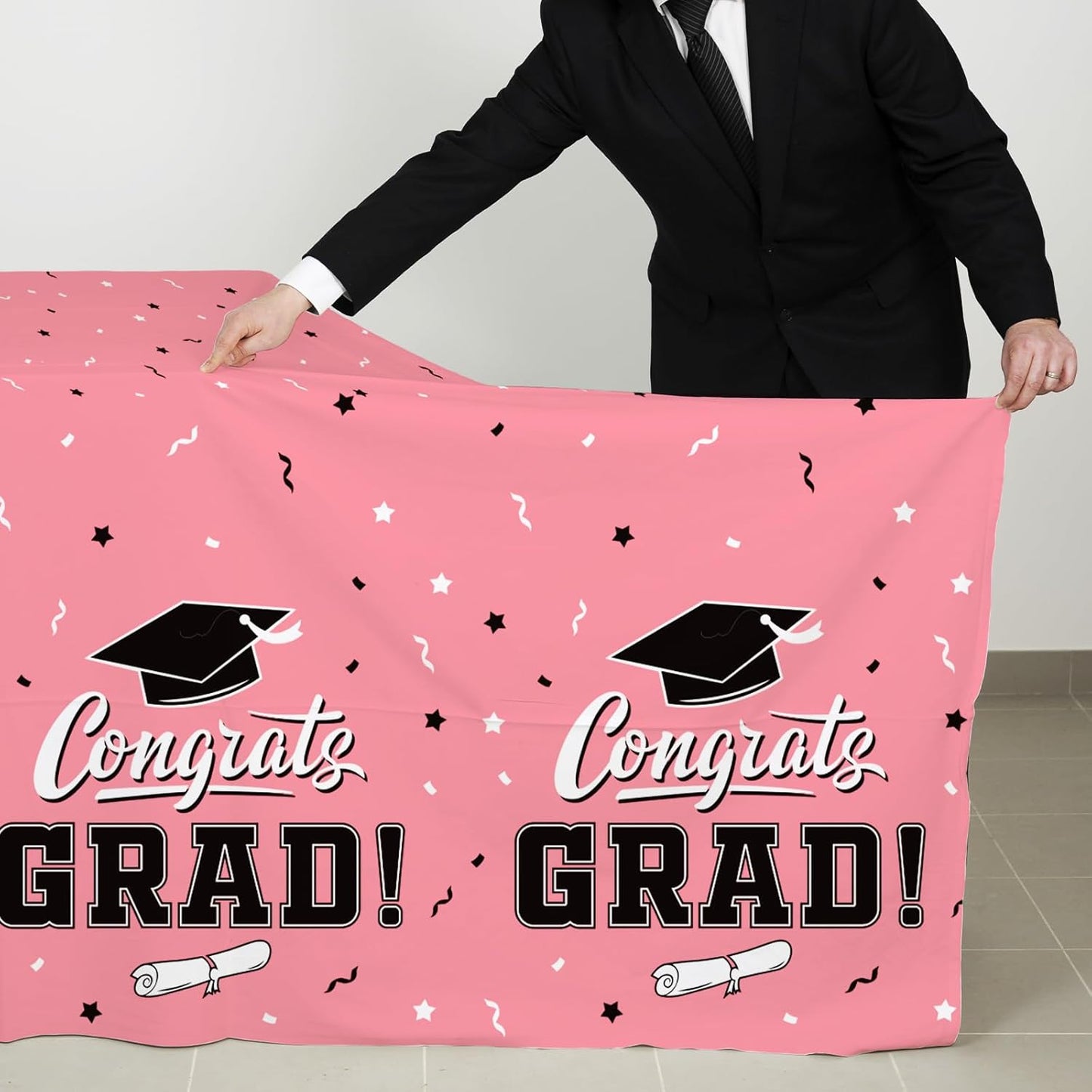 Gatherfun Graduation Party Decorations, Gongrats Grad Tablecover for Graduation Party Supplies, 3 pcs Green Table Cloths, 54"x108"