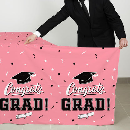Gatherfun Graduation Party Decorations, Gongrats Grad Tablecover for Graduation Party Supplies, 3 pcs Green Table Cloths, 54"x108"