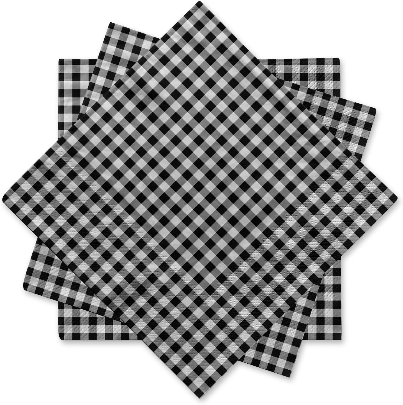 Gatherfun Disposable Red and White Gingham Paper Napkins (Pack of 50)