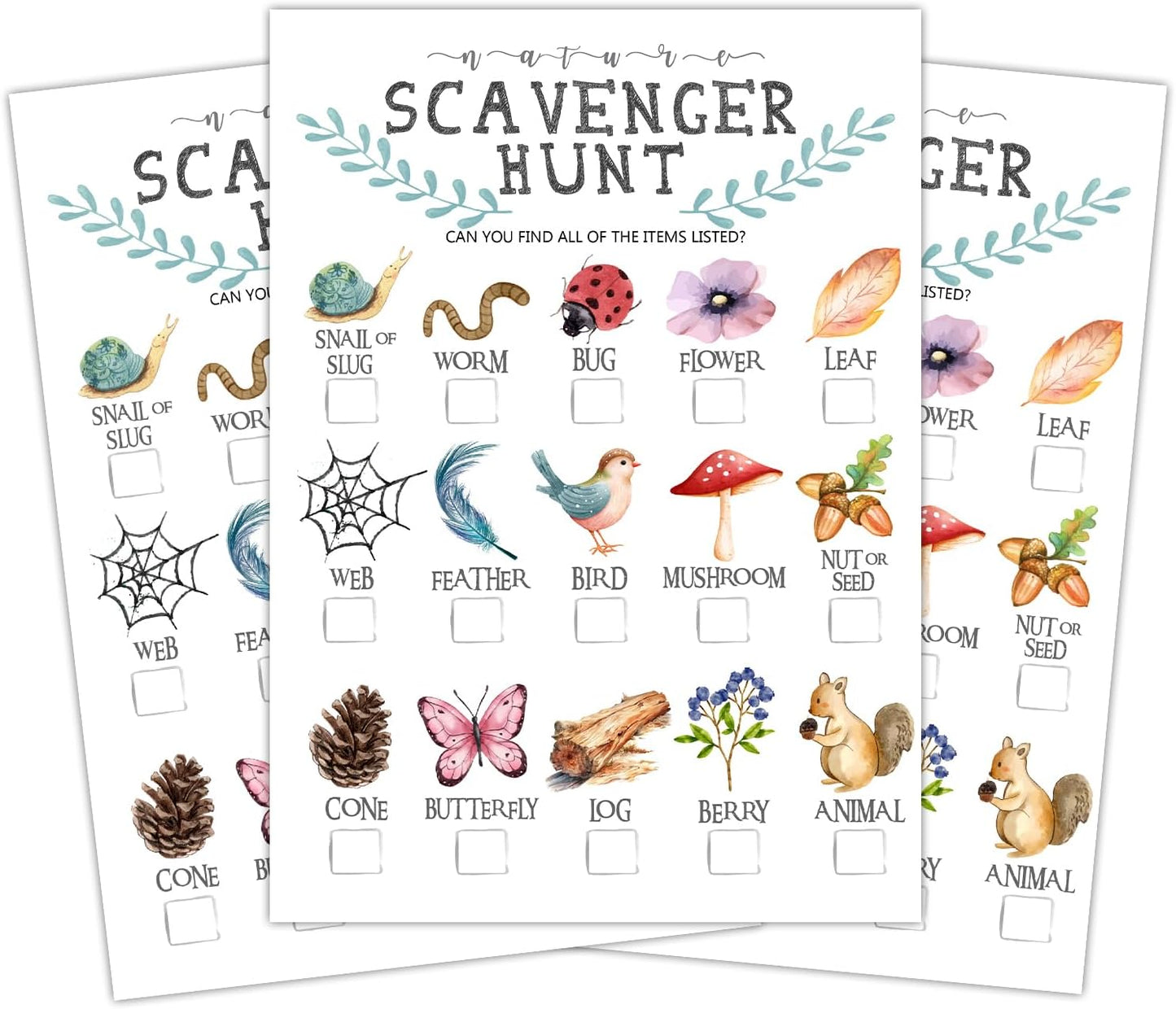 Insect Scavenger Hunt Cards Set of 30 Pcs, Nature Treasure Hunt Game for Family Friends, Outdoor Holiday Party Game Find and Seek Camping Activity -03