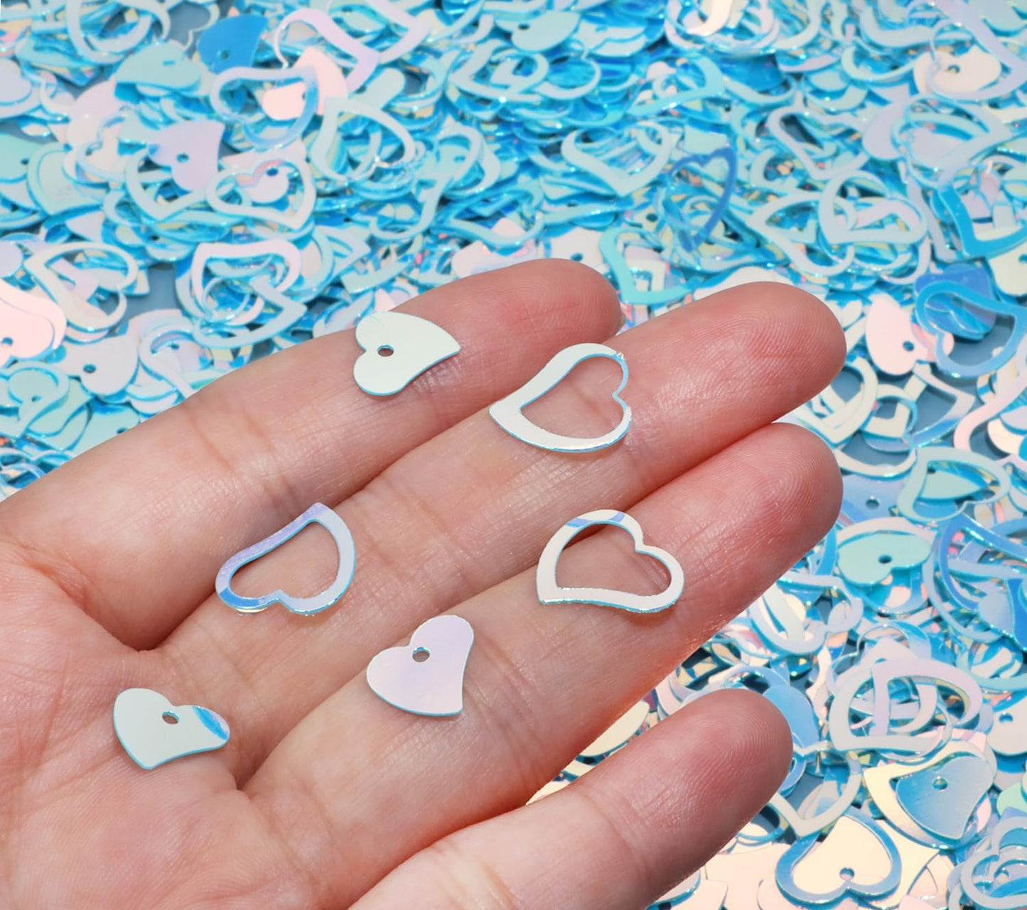 ONLYKXY 1200Pcs Love Heart Shaped Confetti, Table Wedding Decoration, Glitter Confetti for Wedding Party (Silver)