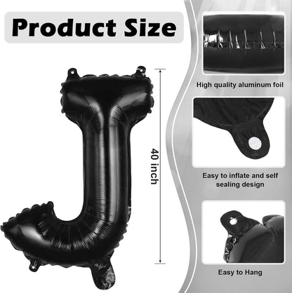 Black Letter A Balloons, 40 Inch Large Foil Letter Balloons, Custom Phrase Balloon for Birthday Party Wedding Anniversary Decoration (Black A)