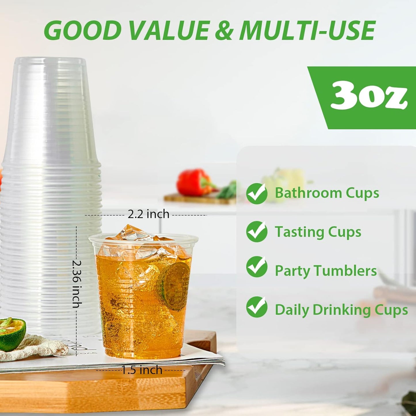 Lilymicky 500 Pack 9 oz Clear Plastic Cups, Disposable Drinking Cups, Plastic Party Cups for Birthday Parties, Picnics, Ceremonies, and Any Events