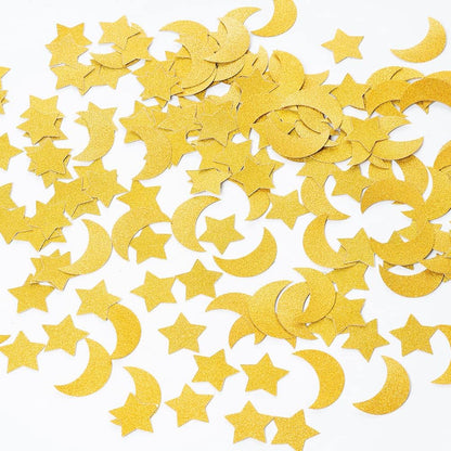 MOWO Glitter Five Stars Confetti Wedding Party Decor and Table Decor, 1.2’’ in Diameter (Glitter Gold,200pc)
