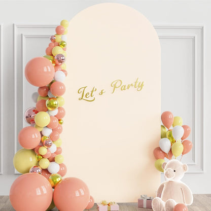 Wokceer 7.2 FT Wedding Arch Backdrop Stand and White Arch Cover, Metal Arch Stand with Arch Stand Cover for Birthday Party Wedding Ceremony Bridal Baby Shower Event Decor