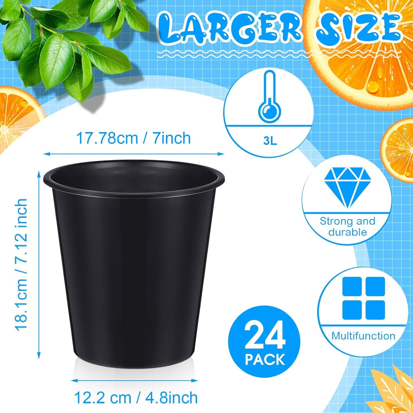 Layhit 24 Pcs Plastic Ice Buckets for Parties 3 Liters Wine Bucket Portable Ice Holder Disposable Wine Cooler for Party Wedding Party Beverages Champagne Soda and Beer (Gold)