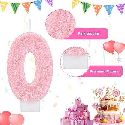 Pink Number One Birthday Candles, Romantic Cake Glitter Pink Number 1st Candles Anniversary Cake First Topper Decoration Cute Birthday Party Supplies for Wedding Anniversary Celebration Supplies (1)
