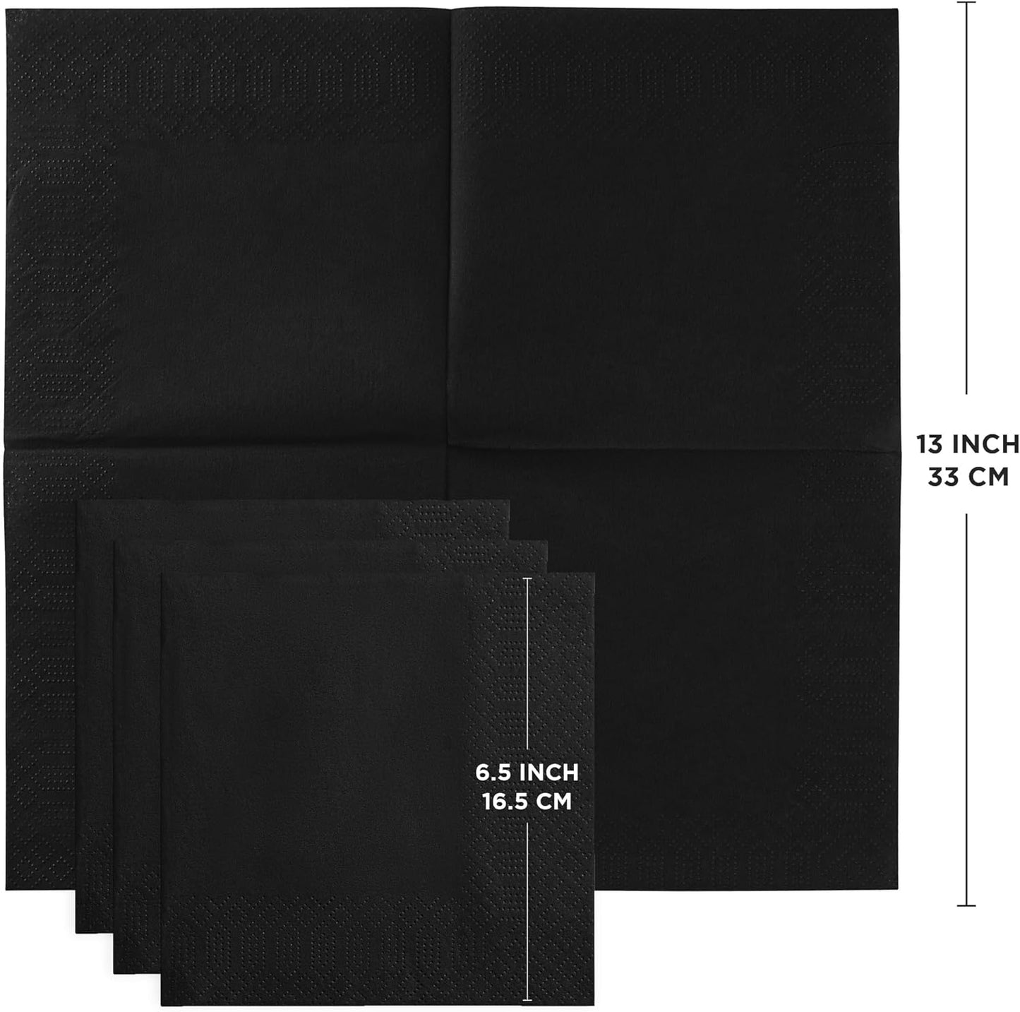 Black Beverage Napkins (300 Count) 2-Ply Disposable Cocktail Napkins for Bar, Weddings, Parties, Events, Premium Quality and EU Made