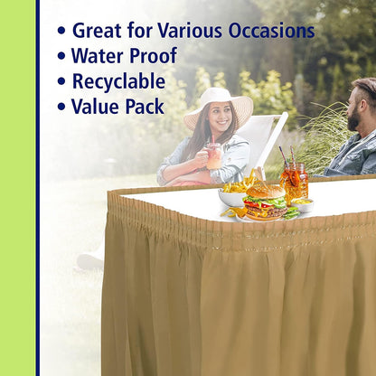 Party Dimensions Plastic Table Skirt, 29-Inches by 14-Feet - White - 6 Pack