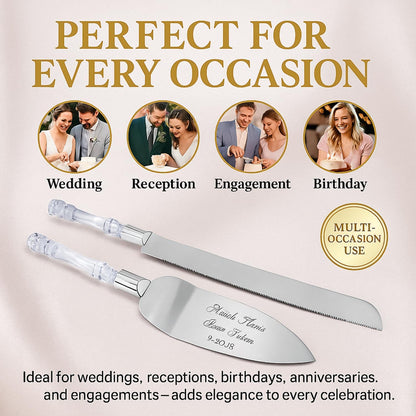 GIFTS INFINITY Personalized Wedding Cake Knife and Server Set with Engraving – Cake Cutting Utensil Set, Keepsake Gift for Wedding, Anniversary, Reception, Birthday & Other Occasions (CH-101WB)