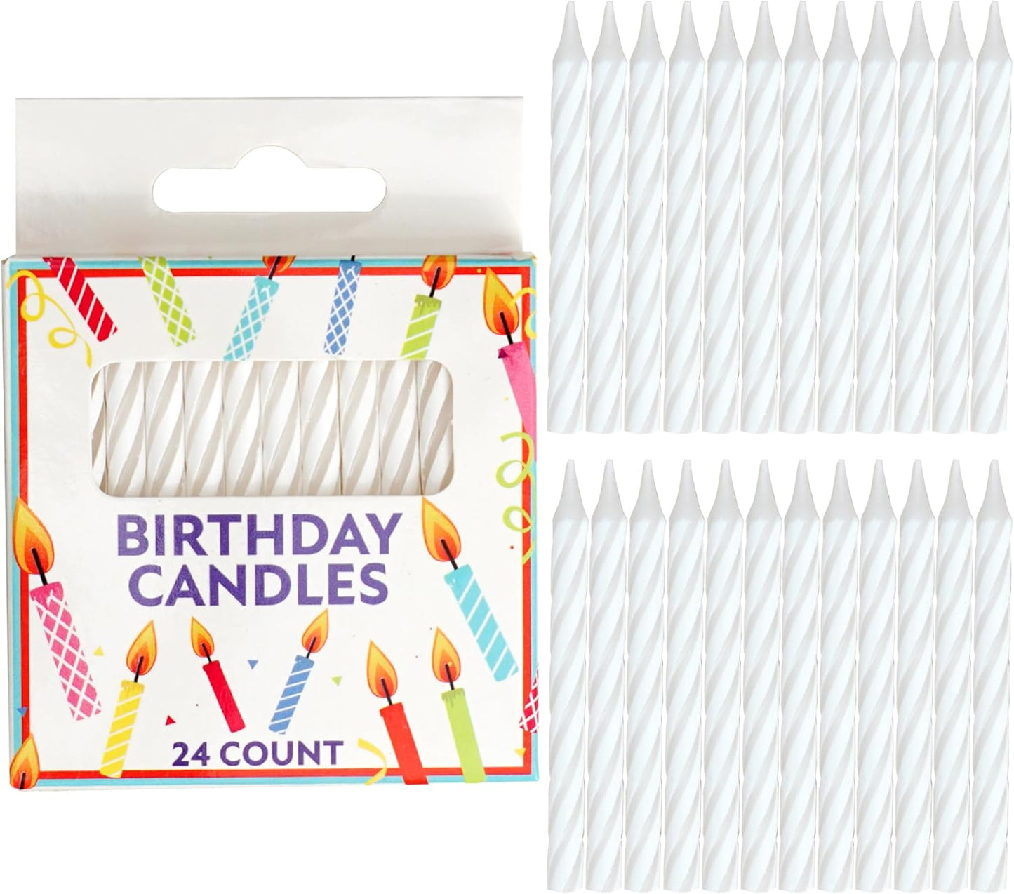 72-Count Birthday Candles Multicolored Spiral, Birthday Candles for Cake, Cupcake Candles, Party Celebration