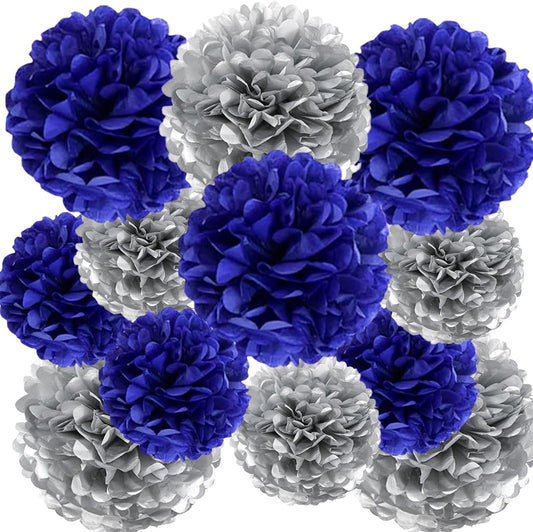 12Pcs Purple and Gold Hanging Tissue Paper Pom Poms,Pompoms Flowers for Ceiling Party Decorations(Purple,Light Purple,Gold)