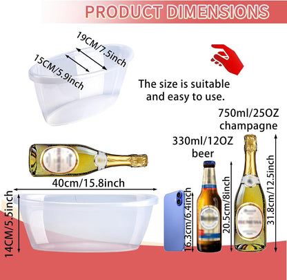 2 Pack Large Ice Buckets for Parties, 5L Oval Plastic Champagne Wine Cooler Beer Chiller Bucket Beverage Tub for Mimosa Bruch Cocktail Bar Supplies Indoor Outdoor Wedding Party