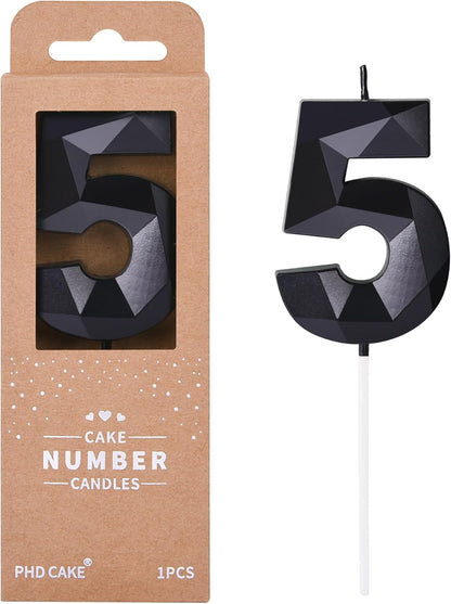 PHD CAKE 2.76 Inch Crystal Black 9 Number Birthday Candles, Black Number Candles, Cake Number Candles, Party Celebration