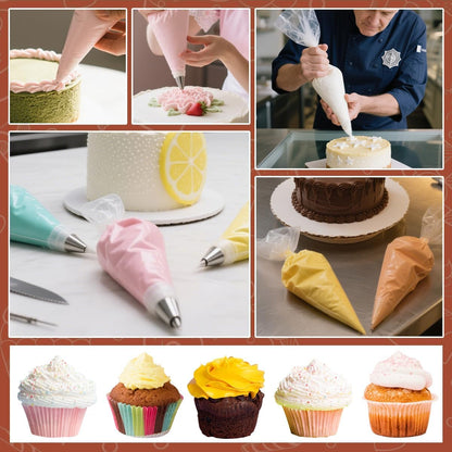 200 Pcs Disposable Cream Pastry Bag Cake Icing Piping Decorating Tool Cupcake Decorating Piping Icing Bag (Red)