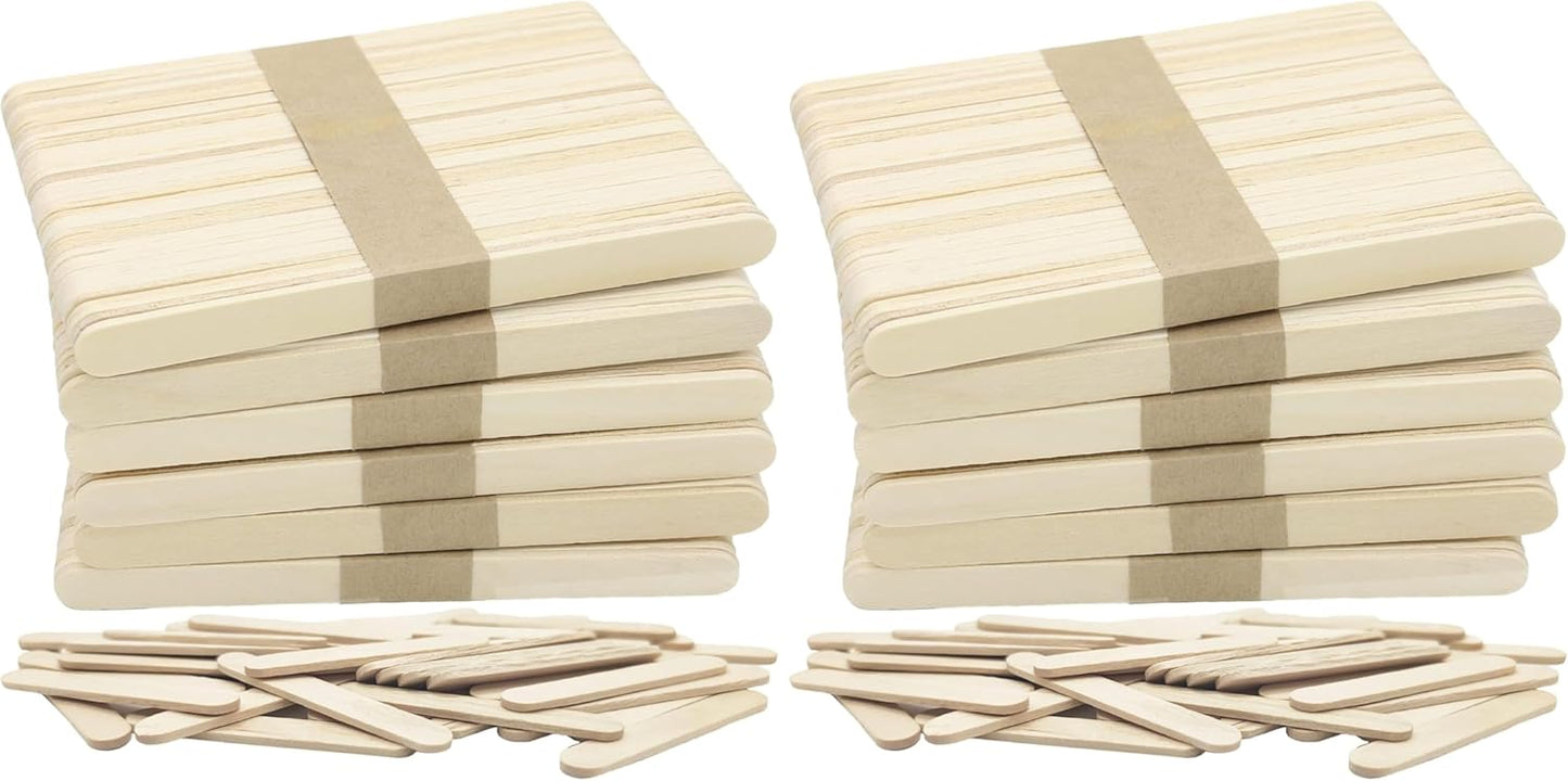 WISYOK 240 Pcs Natural Wood Craft Sticks, Popsicle Sticks, Lolly Sticks for Crafts 4.5 Inch, Ideal for Homeschool Arts and Crafts, Waxing Supplies, Classroom Art Supplies